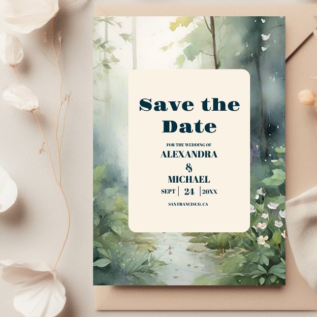 Mountain Forest Elegant Rustic Wedding Save The Date (Creator Uploaded)
