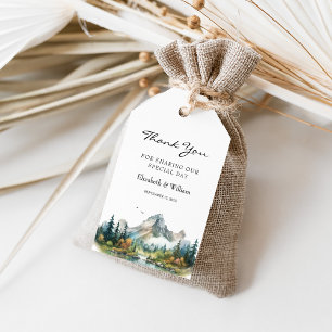 Mountain Forest Evergreen Tree Wedding Favour Gift Tags