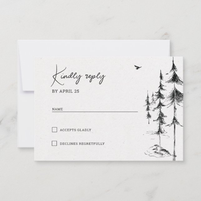 Mountain forest hand drawn RSVP (Front)