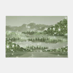 Mountain Forest Lake Landscape Mixed Media Doormat