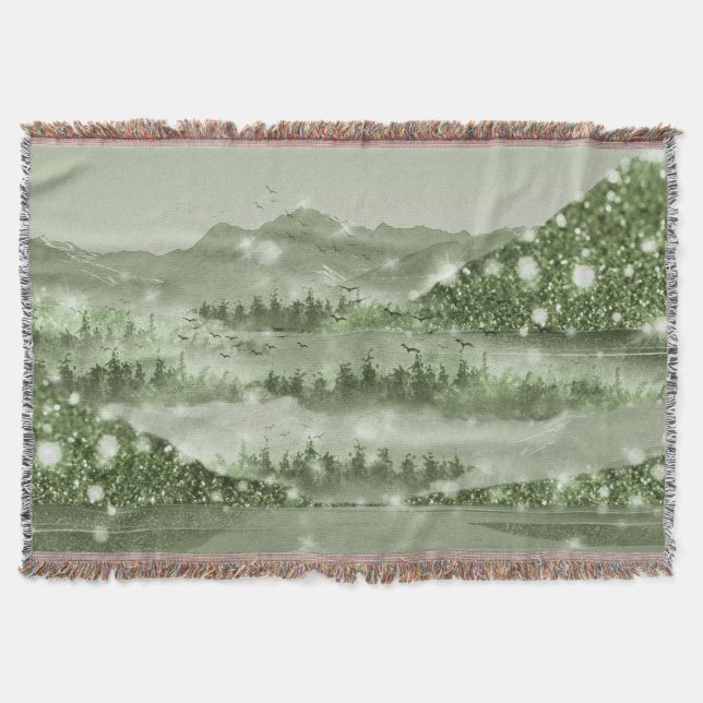 Mountain Forest Lake Landscape Mixed Media Throw Blanket (Front)