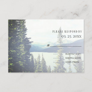 Mountain Forest Lakeside Wedding RSVP Card