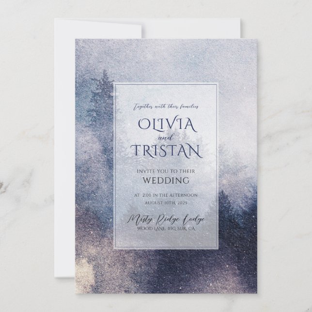 Mountain Forest Mist Enchanted Wedding Invitation (Front)