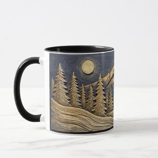 Mountain Forest Moonlight Mug - Nature's Engraved  (Left)