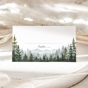 Mountain Forest Pine Wedding Name Place Card