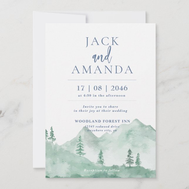 Mountain Forest Range Wedding Invitation (Front)