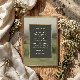 Mountain Forest Rustic Elegant QR Code Wedding Invitation