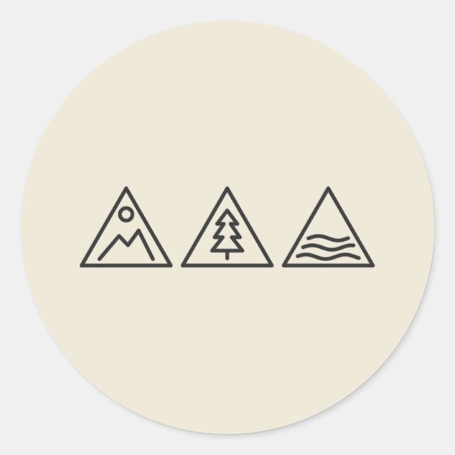 Mountain Forest Sea Minimal Triangles Sticker (Front)
