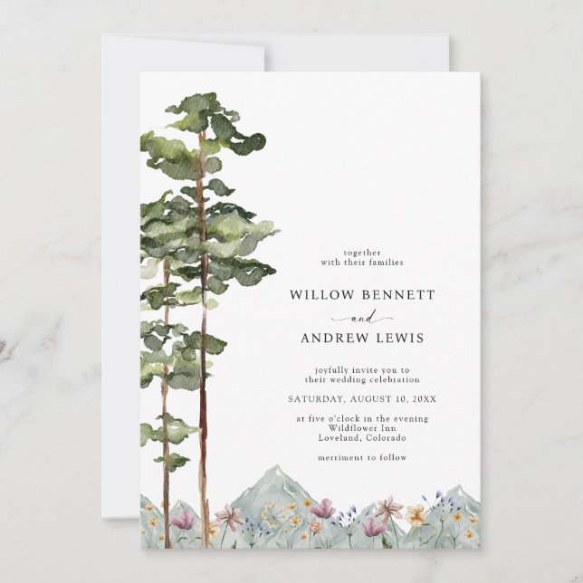 Mountain Forest Wedding Invitation (Front)