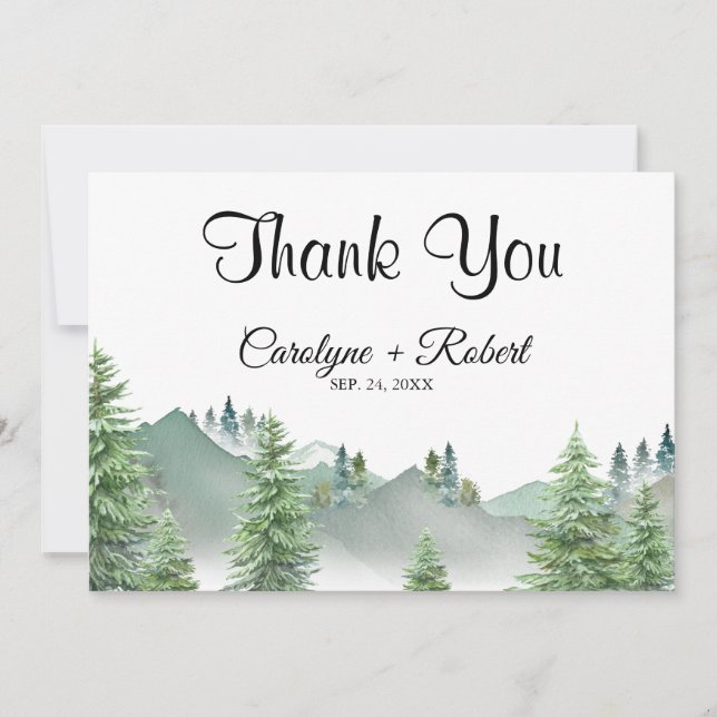 Mountain Forest Wedding Thank You Card (Front)