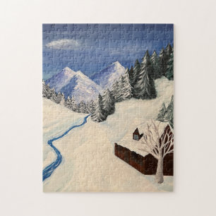 Mountain Forest Wilderness Painting Jigsaw Puzzle