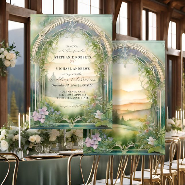 Mountain Forest Woodland Fantasy Elegant Wedding Invitation (Creator Uploaded)