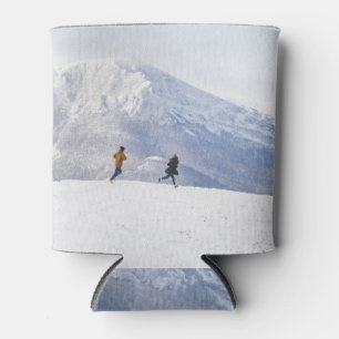 Mountain Fun: Snow-Capped Peaks Scene. Can Cooler