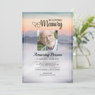 Mountain Funeral order of service Invitation