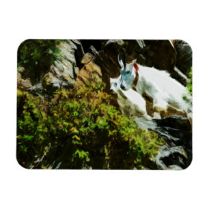 Mountain Goat and Baby Abstract Impressionism Magnet