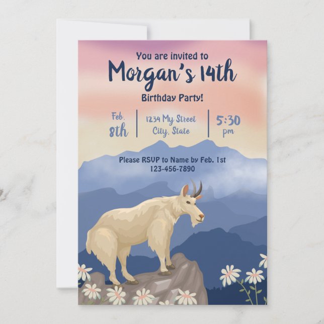 Mountain Goat Birthday Invitation (Front)