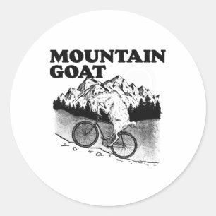 Mountain Goat Funny Mountain Biking Goat Biker Vin Classic Round Sticker