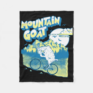 Mountain Goat Funny Mountain Biking Goat Biker Vin Fleece Blanket