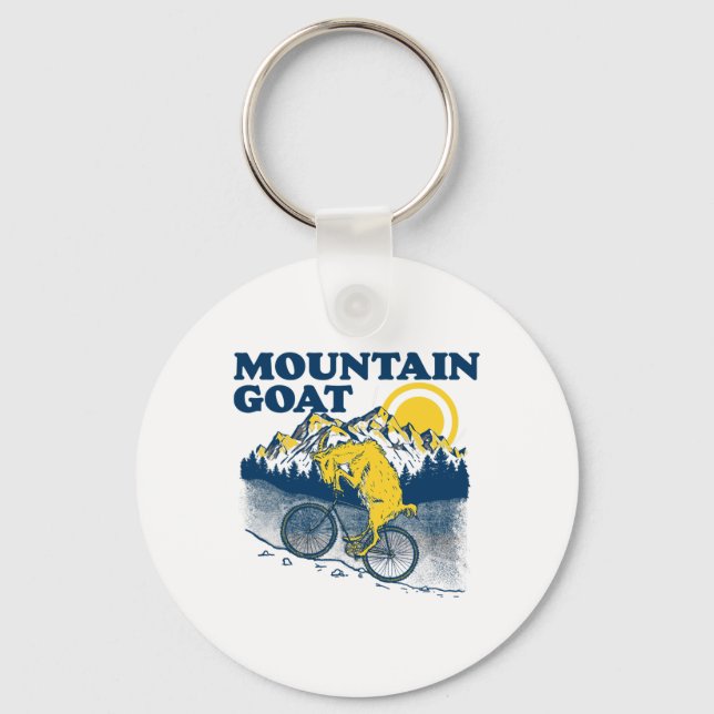 Mountain Goat Funny Mountain Biking Goat Biker Vin Key Ring (Front)