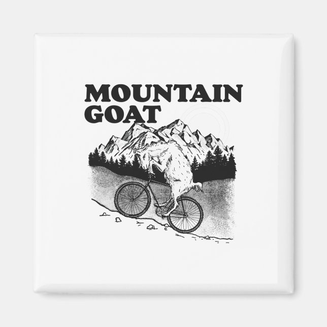Mountain Goat Funny Mountain Biking Goat Biker Vin Magnet (Front)
