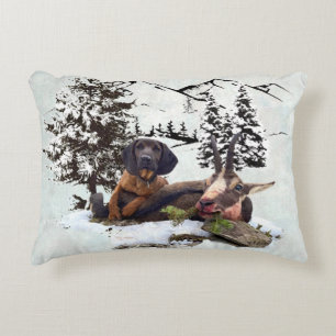 Mountain goat hunting adventure decorative cushion