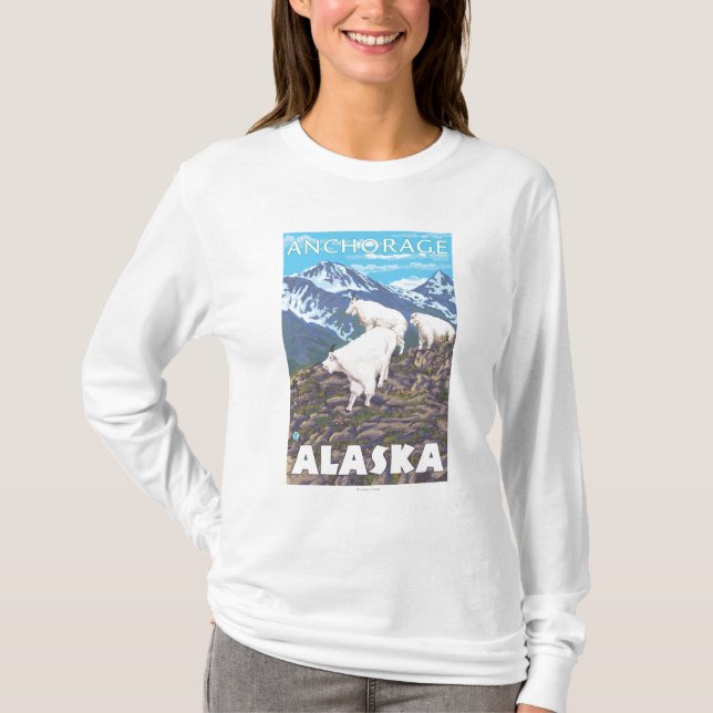 Mountain Goats Scene - Anchorage, Alaska T-Shirt (Front)