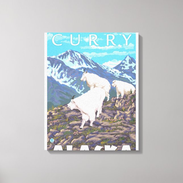 Mountain Goats Scene - Curry, Alaska Canvas Print (Front)