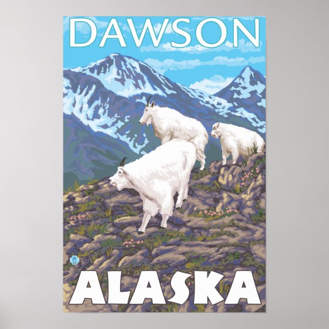 Mountain Goats Scene - Dawson, Alaska Poster (Front)
