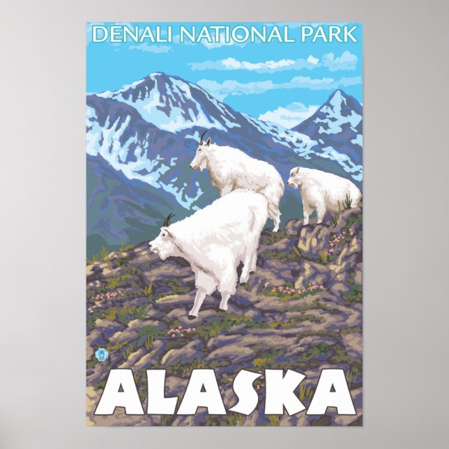 Mountain Goats Scene - Denali National Park, Poster (Front)