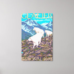 Mountain Goats Scene - Glacier National Park, Canvas Print