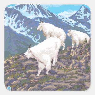 Mountain Goats Scene - Sitka, Alaska Square Sticker