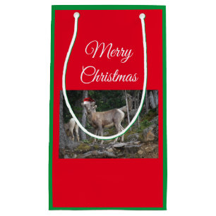 Mountain Goats with Santa Claus Hats Small Gift Bag