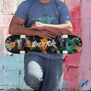 Mountain Graffiti Pop Art - Live to Ride Motto Skateboard
