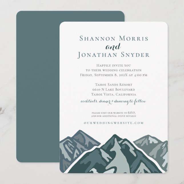 Mountain Graphic Wedding Invitation Illustration (Front/Back)
