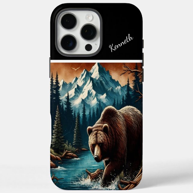 Mountain Grizzly Bear Fishing At Dusk  Case-Mate iPhone Case (Back)
