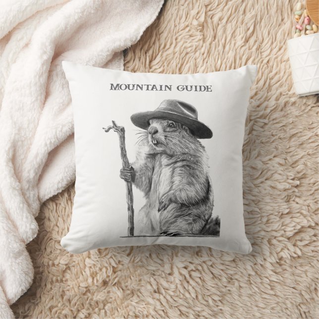 Mountain guide - Whimsical marmot design Cushion (Blanket)