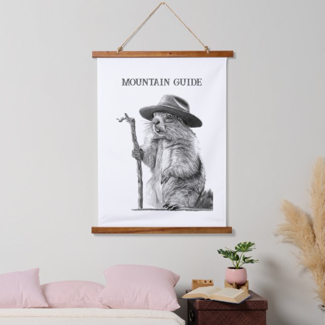 Mountain guide - Whimsical marmot design Hanging Tapestry (Bedroom)