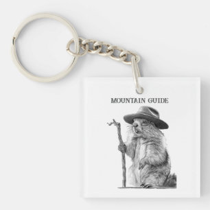 Mountain guide - Whimsical marmot design Key Ring