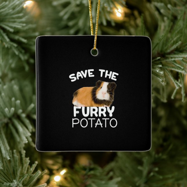 Mountain Guinea Pig - Save Furry Potato Ceramic Ornament (Tree)