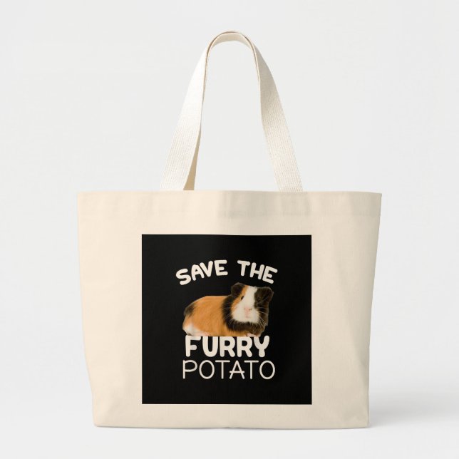 Mountain Guinea Pig - Save Furry Potato Large Tote Bag (Front)