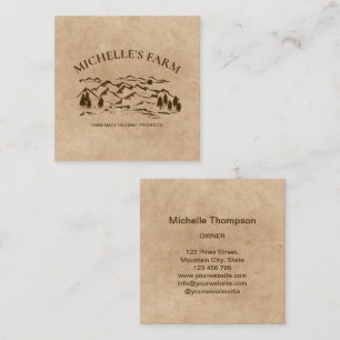 Mountain Handmade Farm Rustic Vintage Pine Tree Bu Square Business Card