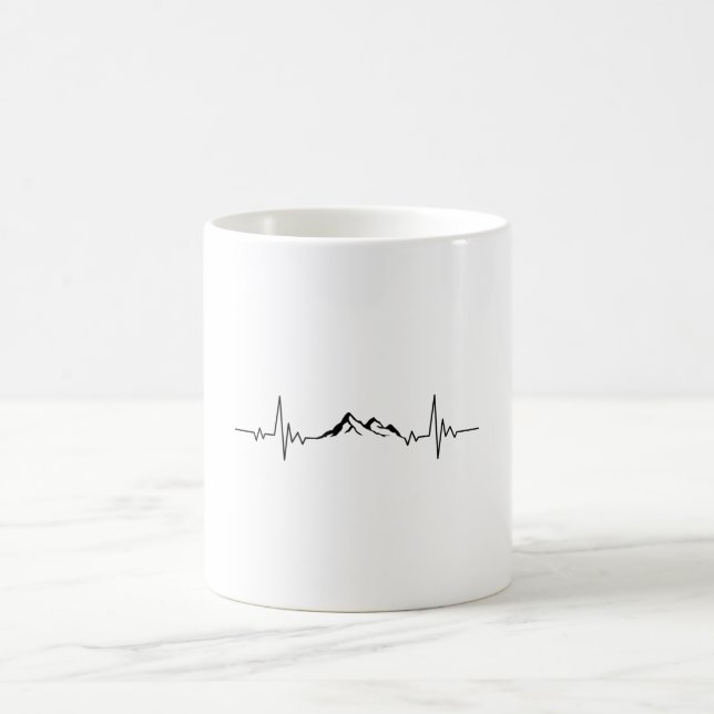MOUNTAIN HEARTBEAT Funny Hiking Hikers Wanderer Coffee Mug (Center)