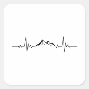 MOUNTAIN HEARTBEAT Funny Hiking Hikers Wanderer Square Sticker