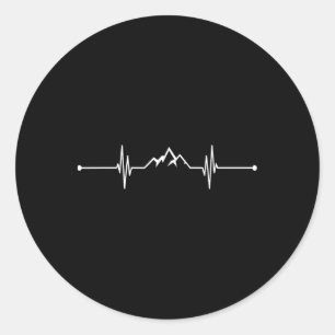 Mountain Heartbeat Graphic Hiking Travel Athletic Classic Round Sticker