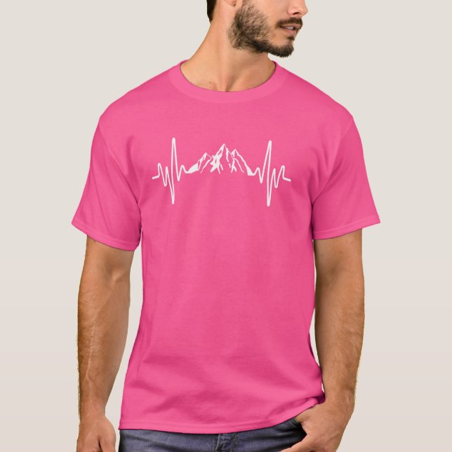 Mountain Heartbeat Mountain Climbing Hiking Pulse  T-Shirt (Front)