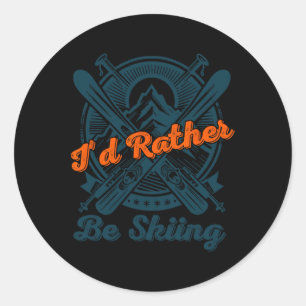 Mountain High Ski Adventure - Winter Sports Enthus Classic Round Sticker