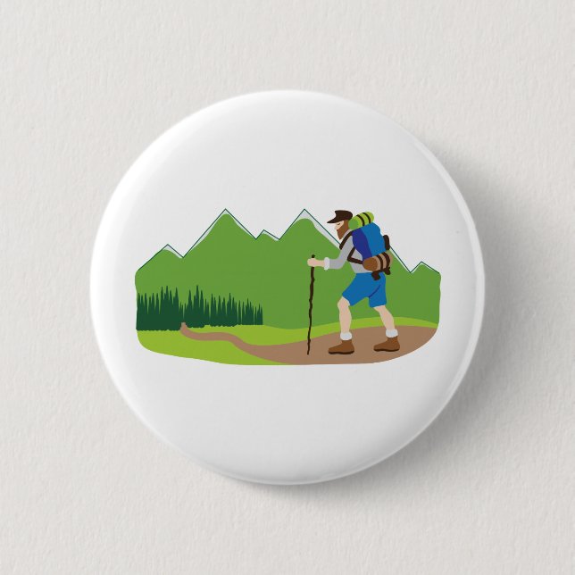 Mountain Hiker 6 Cm Round Badge (Front)
