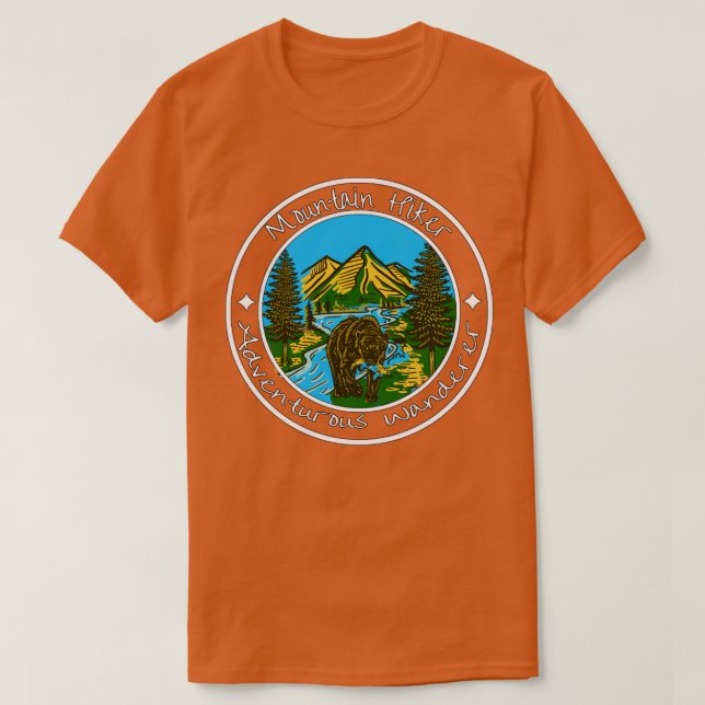 Mountain Hiker Bear Wilderness T-Shirt (Design Front)