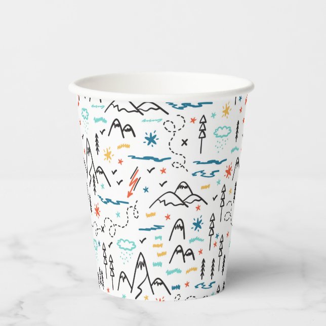 Mountain Hiking Pattern Paper Cups (Front)