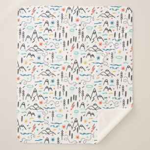 Mountain Hiking Pattern Sherpa Blanket